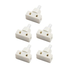 White Selflocking Push Button Switch Plastic 2A 250V for Lamp 5 Pieces Pack
