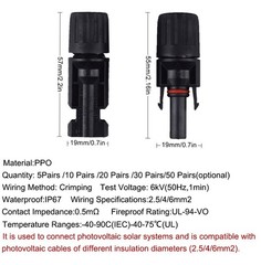 10Set Male Female Wire Cable Connector Set Solar Panel Waterproof Connector