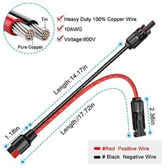 10AWG Solar Panel Cable Connector Kit, Compatible with Solar Connector and