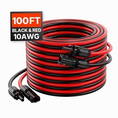 10AWG 100ft 2-Color Solar Cable, Black & Red, MC4