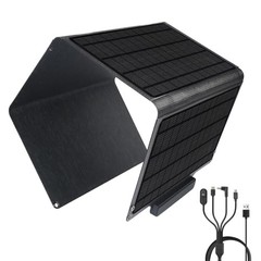 30W Solar Panel Charger, Portable Foldable Solar Panel with 3USB Black