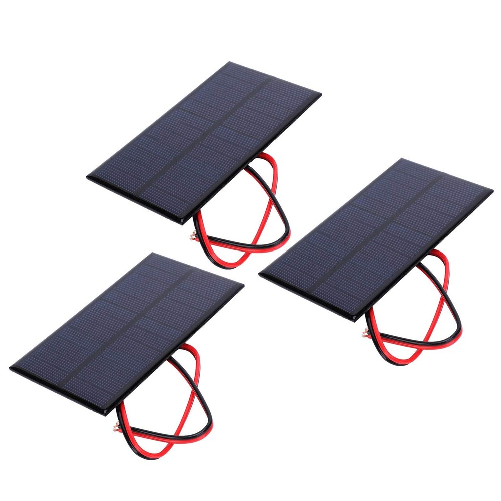 Mini Solar Panel 6V 1W Polysilicon Cell with 30cm Cable, 3-Pack