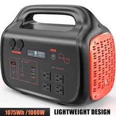 Portable Power Station 1075Wh 1000W Solar Generator 110V Backup Battery Camping