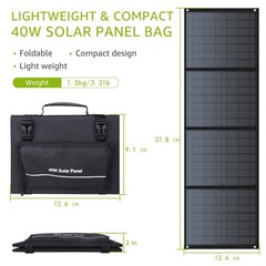 Portable Solar Panel 40W, Foldable Solar Charger for Outdoor Solar Power Stat…