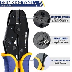 haisstronica 25PCS Solar Crimping Tool Kit, MC4 Connectors, AWG 14-10