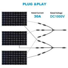 USA Solar Panel Y Branch Cable Connection Waterproof Adapter Connector Extension