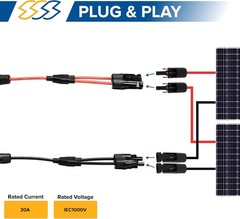 Pack of 2 Solar Y Branch Connectors – IP68 Waterproof Solar Panel Cable Conne…