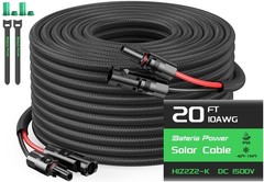 10AWG 20FT Twin Wire Solar Panel Extension Cable, 10 Gauge PV Wire with IP68 …