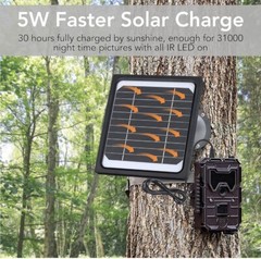 Dosarzo 5W Trail Camera Solar Panel 12V Battery Build In Rechargeable 5200mAh