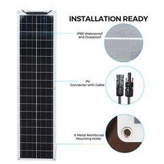 Solar Panel 50W Flexible Monocrystalline Module for 12V Battery RV Camping Boat