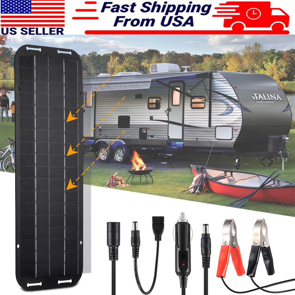 Solar Panel 30W 12V Trickle Charge Battery Charger Kit Maintainer Marine RV Car