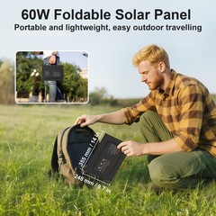Folding Solar Panel 60W for EcoFlow River 2 River 3 Plus Portable Power Stations