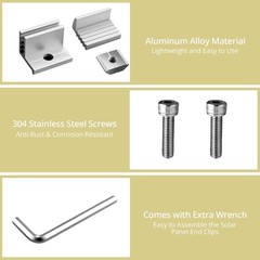 Anbte 10pcs Solar Panel Mounting Brackets 30-50mm Adjustable Silver