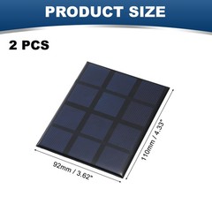 2pcs Mini 3V 1.2W 400mA Solar Panels, Photovoltaic Cells for Power Supply