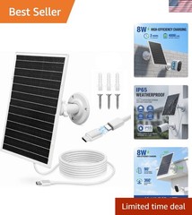 8W Solar Panel for Security Cameras, Waterproof Outdoor Solar Charger with Ad…