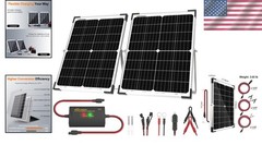 Versatile 50W Solar Battery Maintainer Kit: 2 x 25W Panels & Adjustable Bracket