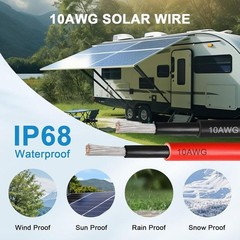 100FT 10 AWG Solar Panel Extension Cable PV Wire Solar Connectors Pair 6mm²