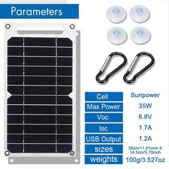 35W Solar Charger Portable Dual USB Solar Panel RV Camping Waterproof US STOCKIB