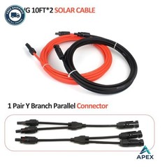 Solar Extension Cable 10FT 10AWG Male Female Connector Y Branch Adaptor Kit for