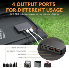 60W Foldable Solar Charger 18V DC 11 Connectors