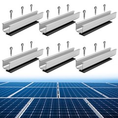 6Pcs Solar Panel Mounting Rail Kit, Aluminum Brackets with Screws & Pads for Roo