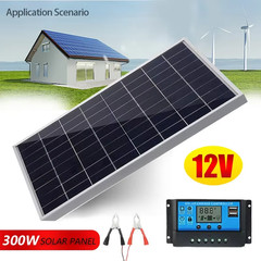 300W 12V Solar Panel Kit Complete Polycrystalline USB Power Portable Outdoor Rec