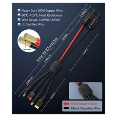 4-In-1 Solar Panel Connector Extension Cable Splitter for Connector DC3606