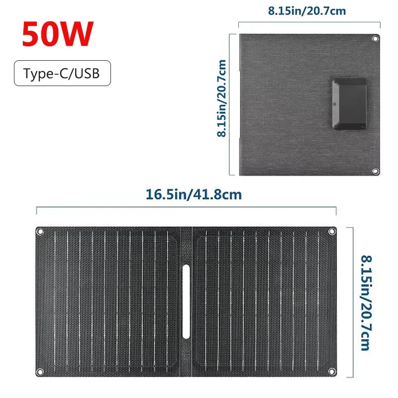 Luxuglow 50W Foldable Solar Panel Portable USB Type C Outdoor Charger