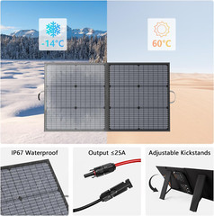 110W Portable Solar Panel, IP67 Waterproof Foldable 110 Watt Solar Panels, High