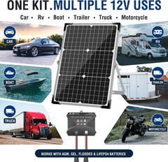 Voltset 30W 12V Solar Panel Battery Charger Trickle Maintainer Kit NEW IN BOX