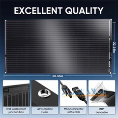 200W Solar Panel kit 12V Charge RV Camping Off-Grid with 1000W Car Inverter Home