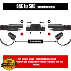 unrulysoul 10FT 16AWG SAE Extension Cable Solar RV