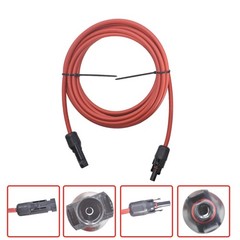 New Solar Panel Extension Cable Wire Connector 1 Pair 15ft Black + Red 10 AWG