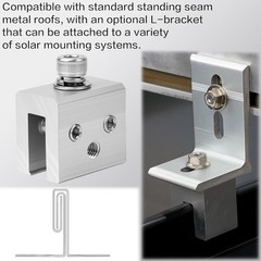 6Pcs Aluminum Standing Seam Clamp for Metal Roof Solar Mounting Roof Seam Clamp
