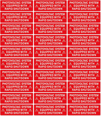 PV Solar System Rapid Shutdown Safety Labels, 30 Pack