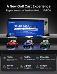 36V 100Ah Lithium Golf Cart Battery with 25A Charger Golf Cart Trolling Motor RV