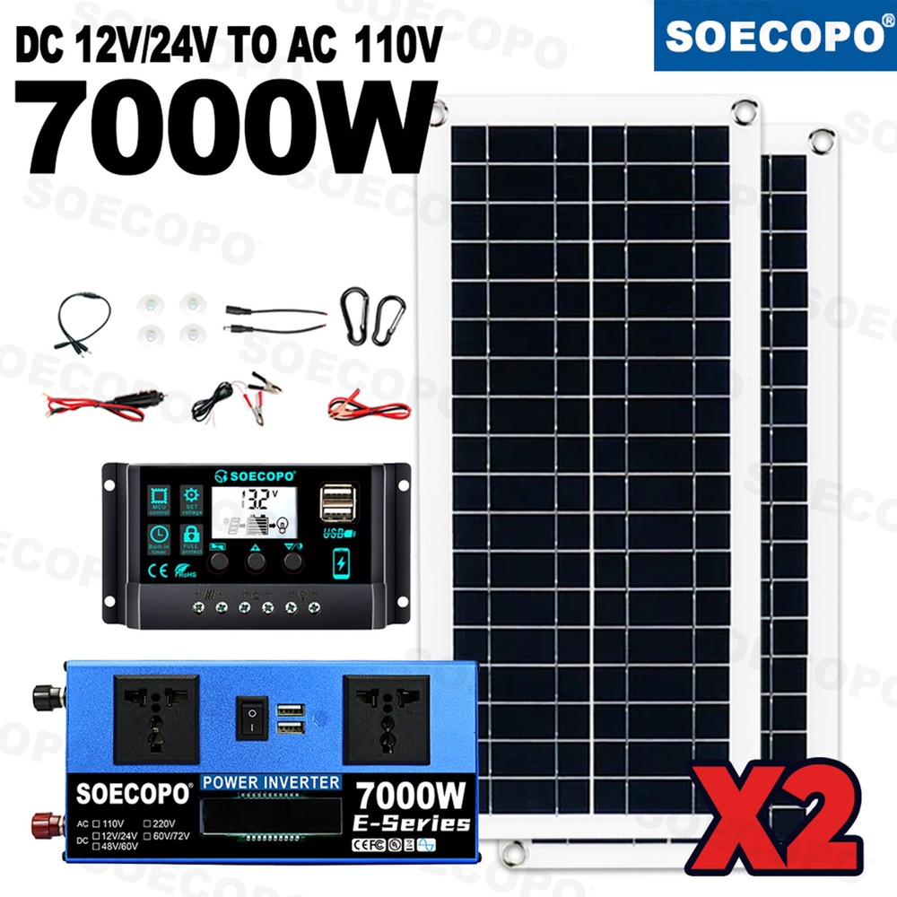 7000W Solar Energy Kit | Complete Off-Grid Solution (12V/24V DC to 110V/220V AC)