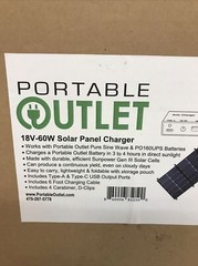 Portable Outlet Solar Panel Charger Model PO-SPC60 18V – 60W New In Box