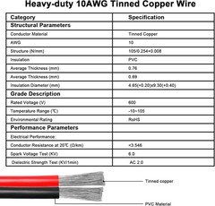 50FT 10AWG Solar Panel Anderson Connector Extension Cable, Tinned Copper