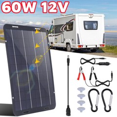 60W Solar Panel Kit 12V Trickle Charger Battery Charger Maintainer Boat RV Car