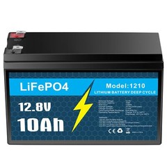 12V 10Ah Lithium Iron Phosphate LiFePO4 Deep Cycle Rechargeable Battery Boat RV