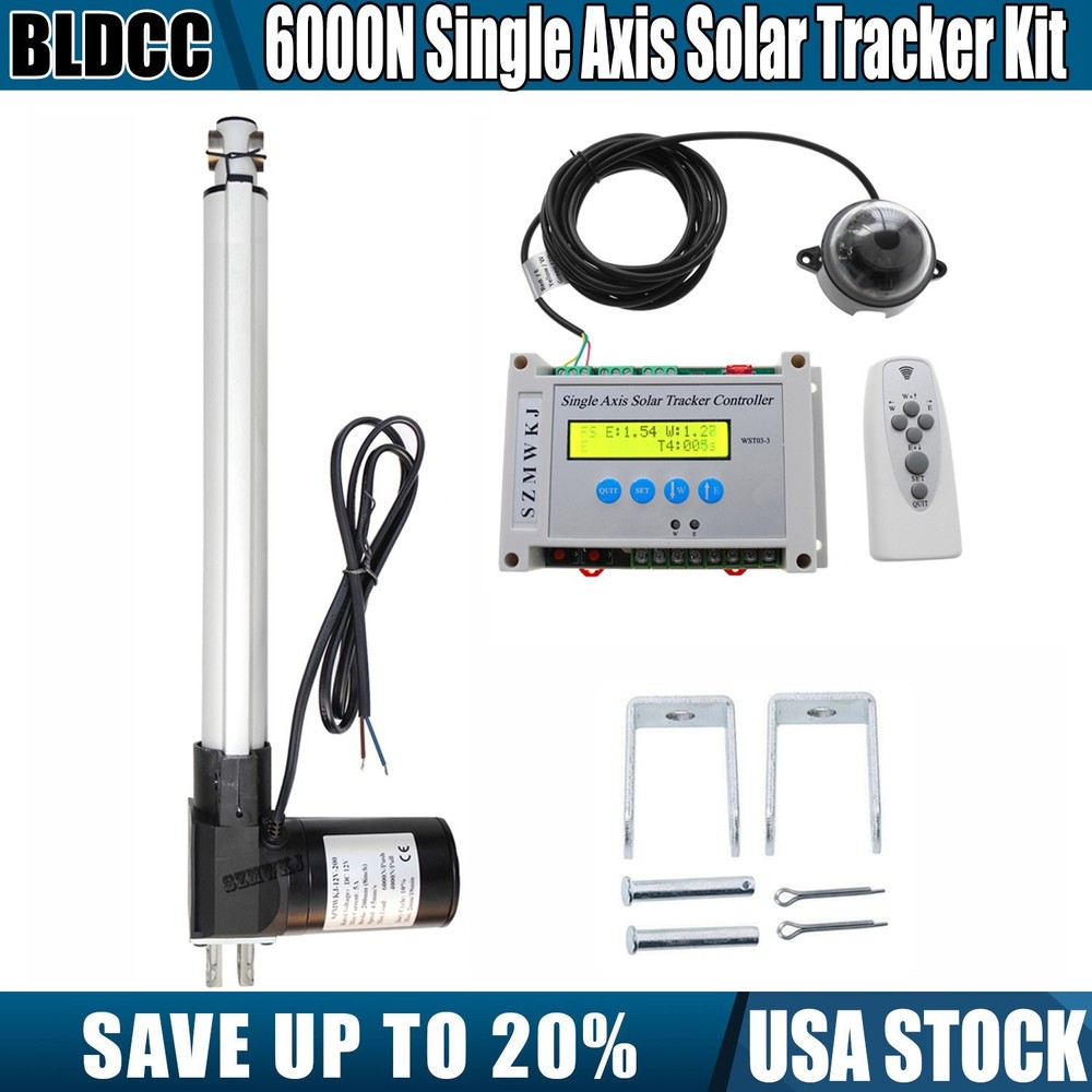 LCD 6000N Single Axis Solar Tracking Tracker Controller &12V 16″ Linear Actuator