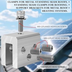 6Pcs Aluminum Standing Seam Clamp for Metal Roof Solar Mounting Roof Seam Clamp