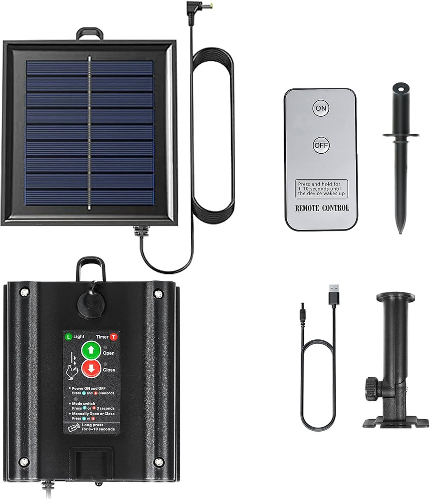 Chicken Coop Door Solar Panel, 2W 5V Solar Panel Battery Powered with Controller