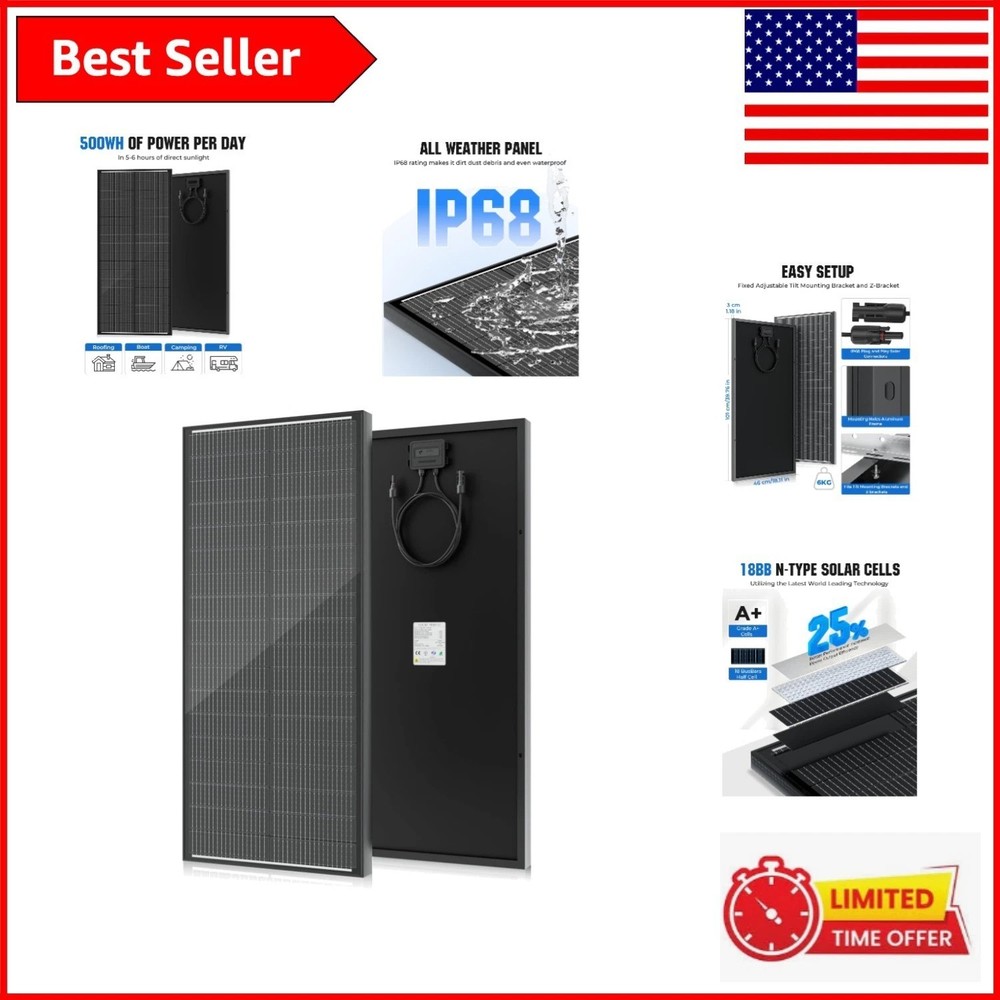 Lightweight 100W N-Type Solar Panel – 25% Efficiency for Camping and Marine Use
