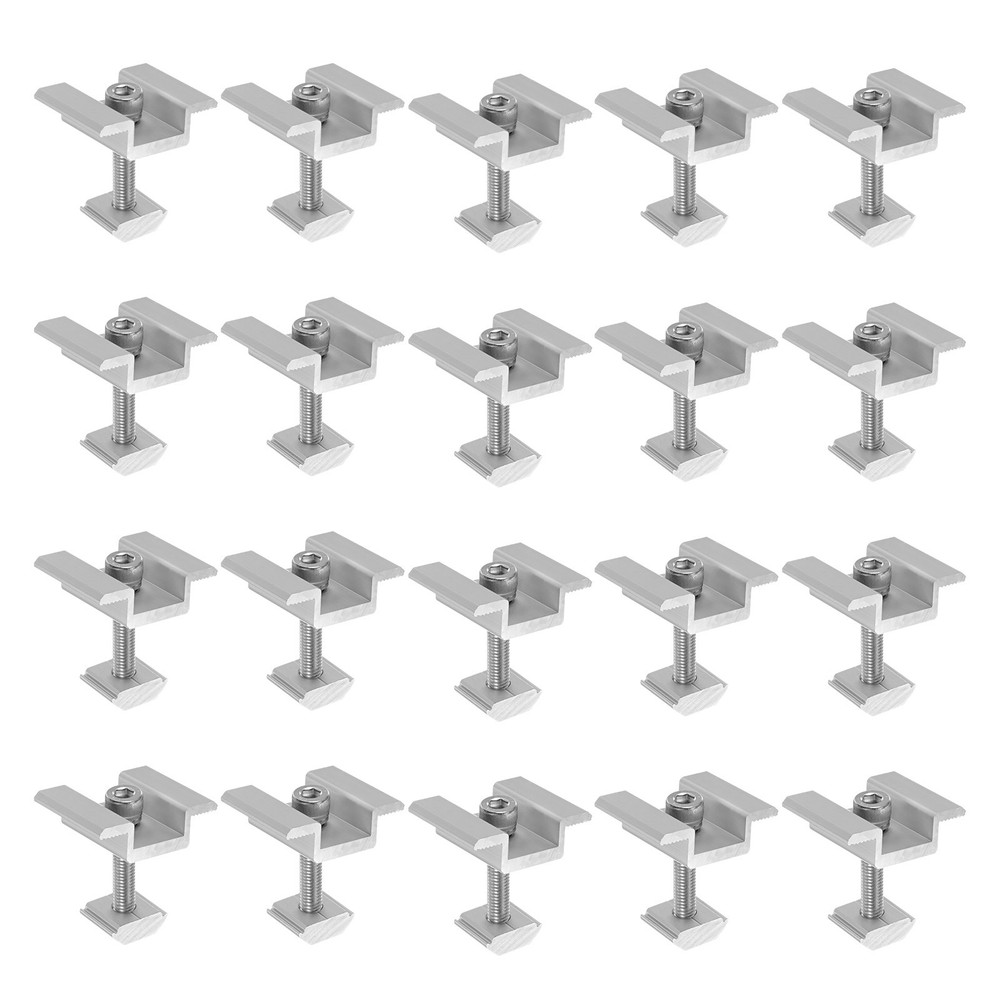 20pcs Solar Panel Mount Mid Clamps 35mm Aluminum for RVs White