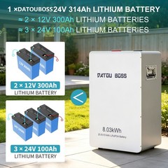 24V 314Ah 8.03kWh Lithium Battery LiFePO4 Battery Motorhome Solar System+WiFi