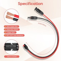 PAEKQ 10AWG Solar Panel to Anderson Connector Adapter Extension Cable,1.6FT