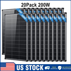 20Pack 200W N-Type Bifacial 18BB Solar Panel Mono Cell Off Grid Roof RV Home