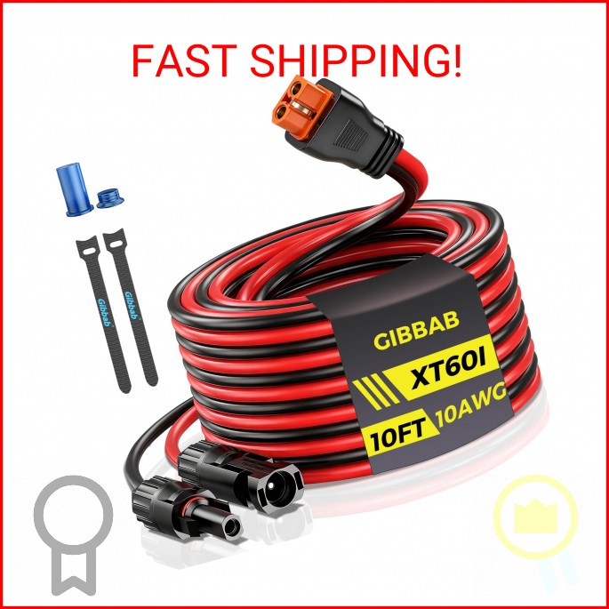10FT 10AWG Solar to XT60i, Gibbab 3 6 10 16 20 25FT Solar Panel Connector to XT6